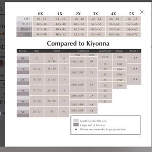 KIYONNA SIZE CHART